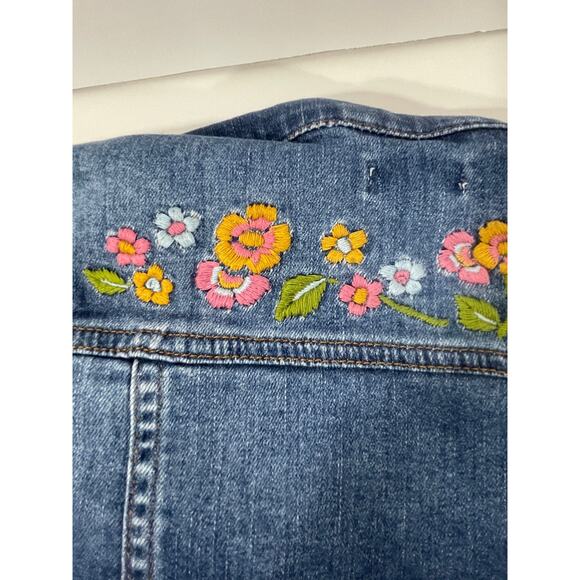 Garnet Hill Kids Jean Jacket with Embroidered Flowers Size Large - Picture 11 of 16